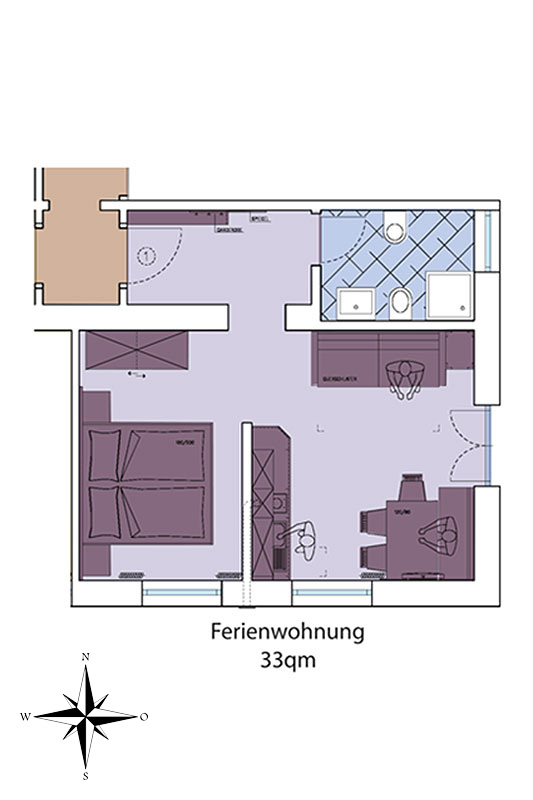 Skizze - Ferienwohnung David 33 m² Skizze - Ferienwohnung David 33 m²